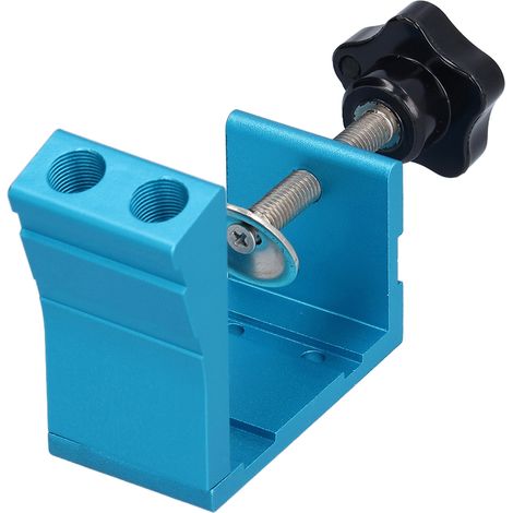 Perceuse d'angle bleue 15° pour menuiserie, guide de perçage oblique 36 pièces avec foret trois pointes, kit de positionnement (1/5)