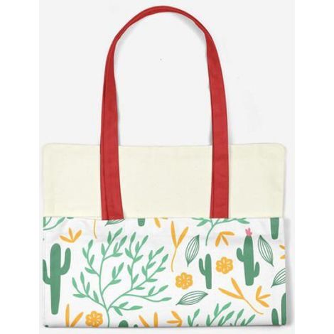 Sac shopping coton Bonamaison - Tote bag réutilisable 34x40 cm, anses longues (30 cm) (1/4)