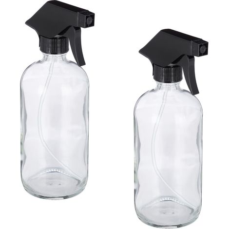 Set di 2 spruzzatori in vetro trasparente 22 x 7 x 10 cm uso cosmetico e giardino stile contemporaneo 130009302