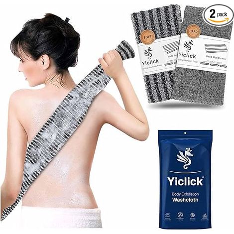 Exfoliating Washcloths - 2 Pack - Body Scrub, Loofah Wash Sponge - Soft Back Brush - For Sensitive and Rough Skin (1/5)