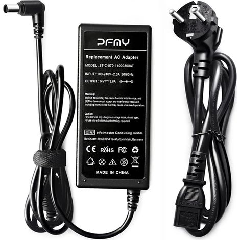 14V 3A Chargeur Adaptateur pour Samsung LCD TFT Curved Bildschirm Monitor U28E590D S22D300HY S27D390H C24F396FHU S24D390HL S24B150BL C24F390FHU S27F350FHU 770 760V 14Volt AC Adapter (1/5)