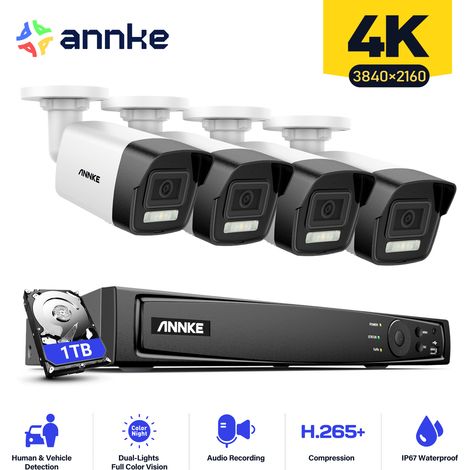 ANNKE 4K Kit di Telecamere di Sorveglianza PoE 4×Telecamere Smart Dual Light Motion Detection Sicurezza Telecamera Sistema di Sorveglianza 1TB (1/5)