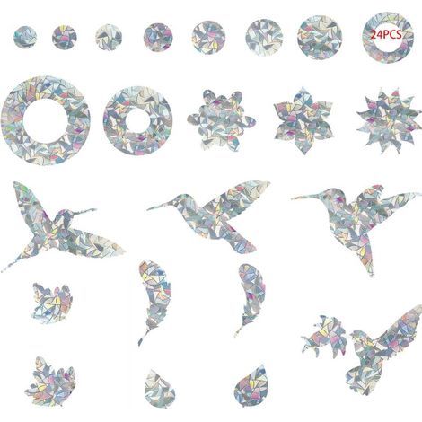 Autocollant Oiseau Oiseaux Collision Anti-Collision Autocollants De Fenêtre Protection De Porte en Verre Silhouett Sticker Vitre Anti-Collision pour Éviter Les Personnes Et Les Oiseaux 24 Pièces (1/5)