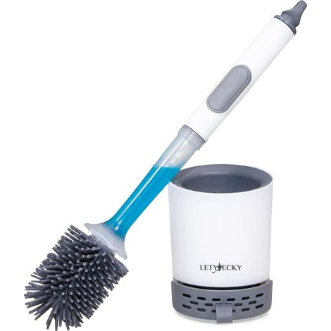 Brosse WC Désinfectant Désinfectant Antibactérien, Set Salle de bain, Montage Mur/Debout (1/5)