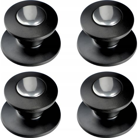 KADAX Topfdeckelgriff, aus Kunststoff und Edelstahl, 4 Stück, Schwarz-Silber (1/5)