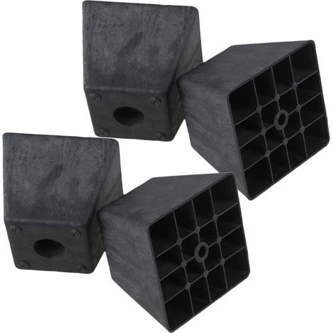 Quatre pieds de meubles trapézoïdaux noirs de 80 x 98 x 65 mm, adaptés aux canapés, lits, tables, etc. (1/5)