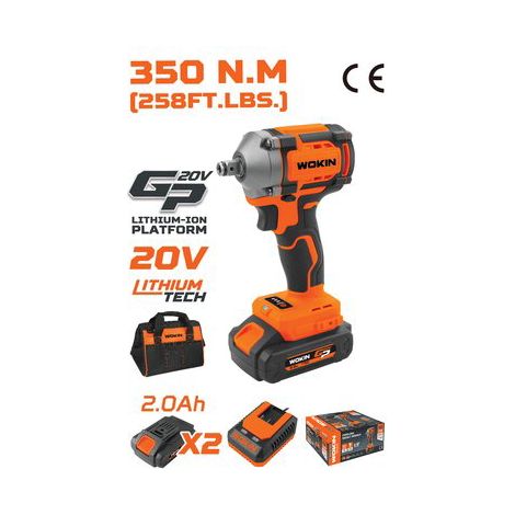 AVVITATORE IMPULSI BATTERIA GP20V 620333 WOKIN - VOLT 20X2 AH 2,0 BRUSHLESS + BORSA