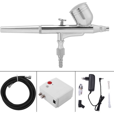 Kit compresseur aérographe à double action pour tatouage et nail art (prise UE 110-240V) (1/5)