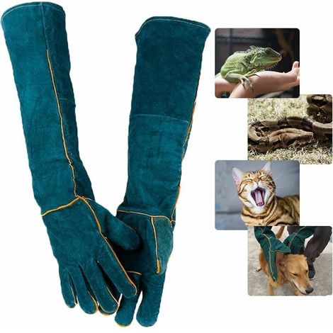 TONCHEAN Handhabungshandschuhe, Bissfeste Tierhandschuhe, Sicherheits-Arbeitshandschuhe aus Leder zum Baden, Pflegen, Umgang mit Hunden, Katzen, Vögeln, Schlangen, Eidechsen und Reptilien -