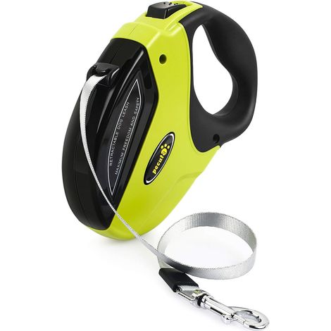 5 m einziehbare Hundeleine, einziehbare Hundeleinen (bis zu 50 kg), mit starkem Nylonband, Ein-Knopf-Stopp/Verriegelung, großer ergonomischer Griff, für kleine, mittelgroße Hunde