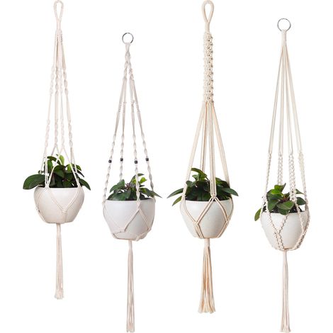 Corde de suspension pour plantes en macramé, lot de 4, support pour plantes suspendues d'intérieur. (1/5)