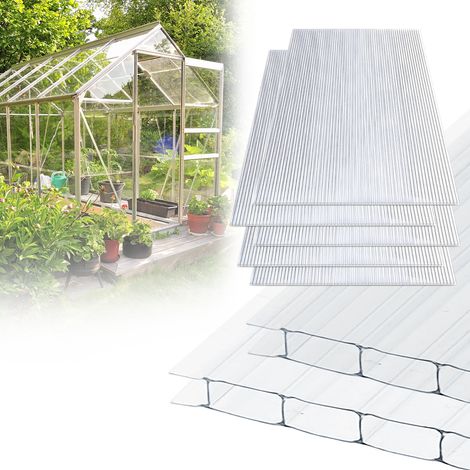 TolleTour 10x Polycarbonat Hohlkammerplatten 8mm Transparent Hohlkammerstegplatten UV-Beständigen Für Gewächshaus Carports (1/5)