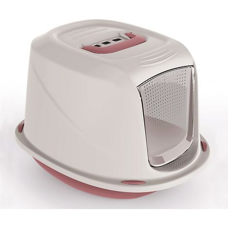 10586 Inodoro WC para gatos mod. GALAXY con puerta frontal 45x36x31,5 cm Color: Rosa