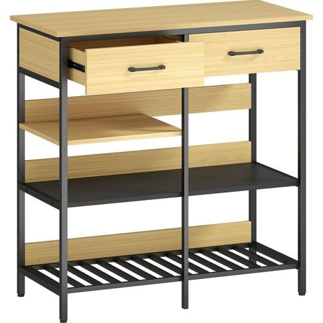 Aparador de cocina con 2 cajones y 3 estantes abiertos 90 x 40 x 91 cm madera natural HOMVRA (1/4)