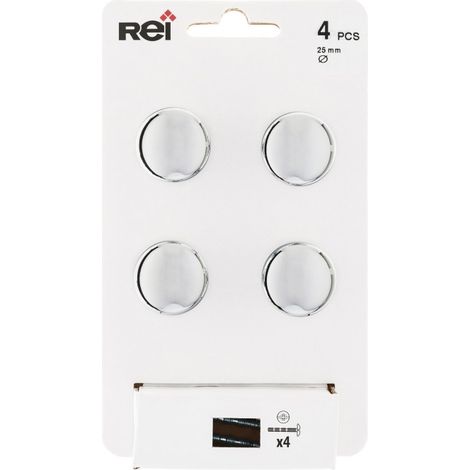 Blister da 4 pomoli per mobili tondi in zama finitura cromo lucido mod.760 ø25mm REI (1/3)