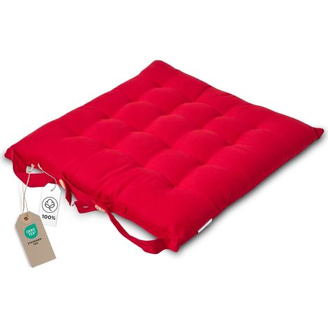 Galette de Chaise 40x40 cm, Coussin de Chaise en Coton, Coloris Rouge (1/5)