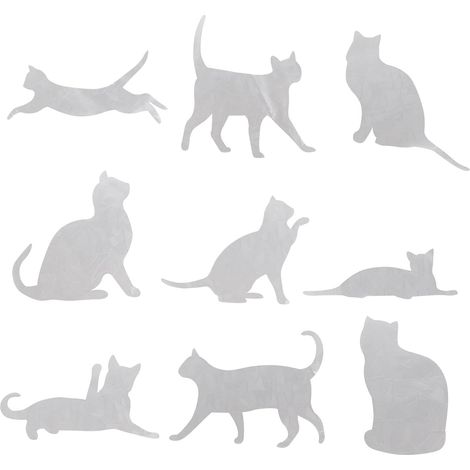 Sewroro Autocollants Anti-collision pour Fenêtre 9 Pièces en Pvc Forme Chat, Décoratifs et Faciles à Coller, Protection Oiseaux pour Véranda et Fenêtres en Baie (1/5)