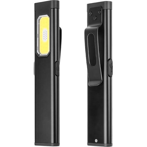 Torcia LED portatile - con clip e design - 11,1 cm - Lampada ricaricabile tramite USB - Torcia con clip - LED luminoso ed efficiente - Escursionismo - Passeggiate - 11,1 cm (1/4)