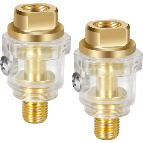 2 Pièces Mini-Graisseur en ligne,Mini lubrificateur automatique,Huileur automatique à air comprimé pour Outils à air Comprimé/Visseuse à Percussion (BSP 1/4") (1/5)