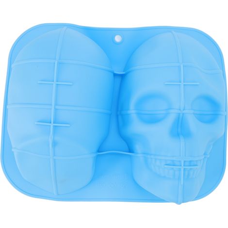 Halloween-Skelettkopf-Silikonform für Kekse, Schokolade, Eiscreme, Blau (1/5)