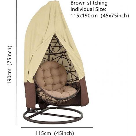 Paquete de 2 fundas para sillas colgantes de 115 x 190 cm, de mimbre de ratán, impermeables, para jardín, protector de silla colgante, funda impermeable y a prueba de polvo para mecedora (1/5)