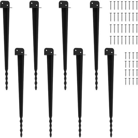 Wolketon Einschlagbodenhülse 8 St., 700 mm, 55 mm, pulverbeschichtet, Pfostenträger für Holzpfosten, Zaun, Sichtschutz und Gartenprojekte