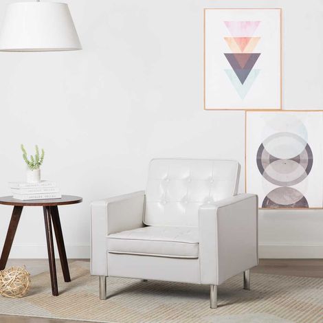 Fauteuil blanc 75x70x75 cm en similicuir (1/5)