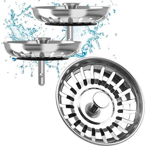 Set of 2 Kitchen Sink Plugs 78mm – Made of 304 Stainless Steel - Anti-Filter, Kitchen Strainer, Better for Drainage and Anti-Blockage, Won't Clog & Won't Overflow (1/5)