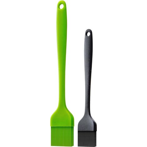 Silikon-Backpinsel, geeignet zum Backen, Kochen, Grillen und Verteilen von Öl, Butter und Soßen. Hitzebeständige Backpinsel (großer grüner + kleiner schwarzer).
