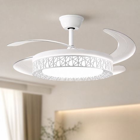 Ventilateur de plafond LED avec lumière, moteur en cuivre silencieux, 6 vitesses, télécommande, diamètre 108 cm, idéal pour salon (1/5)