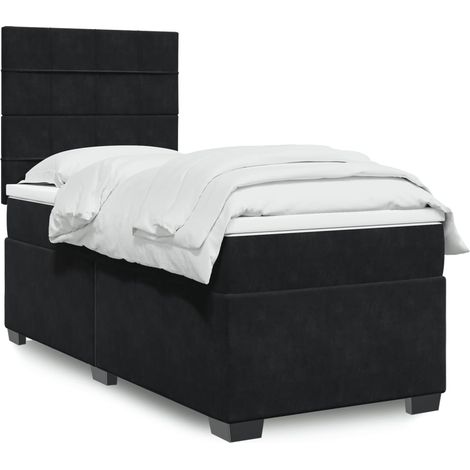 Boxspringbett mit Matratze Schwarz 90x200 cm Samt
