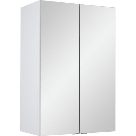 STAMAR  Badschrank mit Spiegel - 60x90x35 cm - Weiß - Praktisch und Elegant - Cichy Domyk