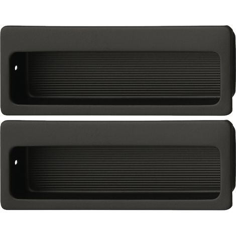 2x Poignée coquille rectangulaire à encastrer et coller intégration invisible en acier noir intérieur mat 99x38mm Meuble Cuvette Cuisine Porte coulissante Tiroir Placard (1/2)
