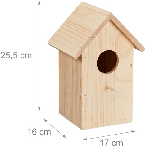 Nido per uccelli da esterno facile da pulire giardino balcone 30 x 20 x 20 cm in legno di pino naturale 130014335