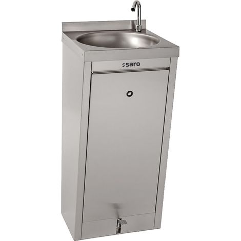 Lave-mains inox - 400x400x910mm - Pompe à pied - Évier rond Ø350mm - TEXEL - Saro
