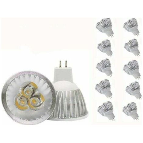 Ampoule LED MR16 Ampoule LED MR16 3W blanc chaud GU5.3 Ampoule LED MR16 12V 3W Ampoule spot LED, adaptée à l'éclairage paysager sur rail encastré, équivalent halogène 20W, 10 packs Ikodm