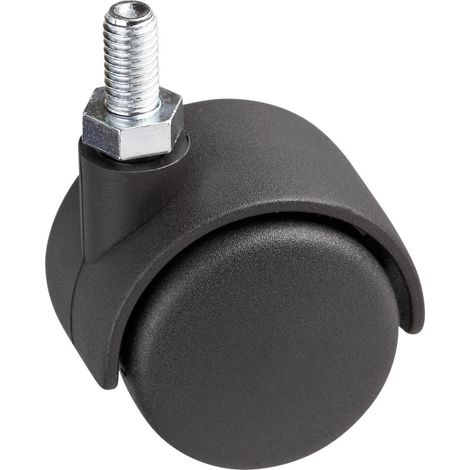 Roulette double Ø 50 mm – Avec vis – Roue en plastique – Surface de roulement rigide – Roulement coulissant – Charge maximale 35 kg – Roulettes de transport – Roulettes de rangement – Roulettes de par (1/4)