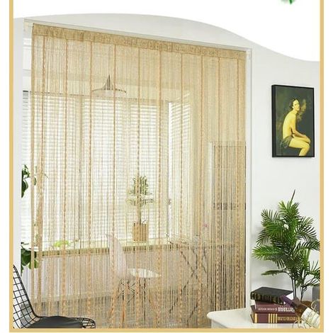 Rideaux et supports de rideauxRideau anti-mouches - 100 x 200 cm - Rideau de porte à pompons - Rideau décoratif - Rideau de perles - Rideau moustiquaire - Rideau en fil métallique (1/5)