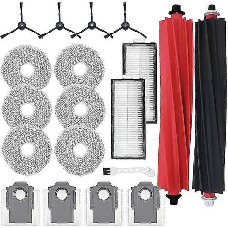 Pièces de rechange pour aspirateur Qrevo Master : brosse principale, filtre HEPA, lingette et sacs à poussière (1/5)