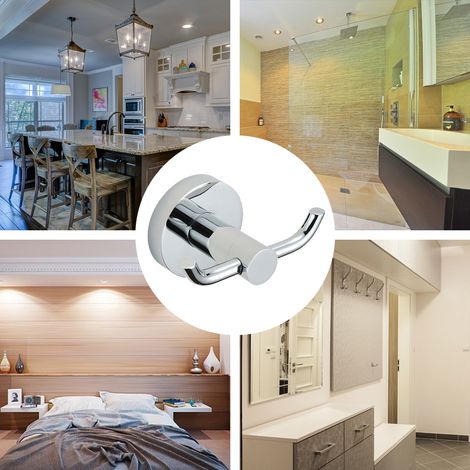 Einzel- und Doppelhaken für Mäntel, Handtücher und Kleidung, robuster Wandhaken aus Edelstahl für Badezimmer, Küche und Schlafzimmer (1/5)