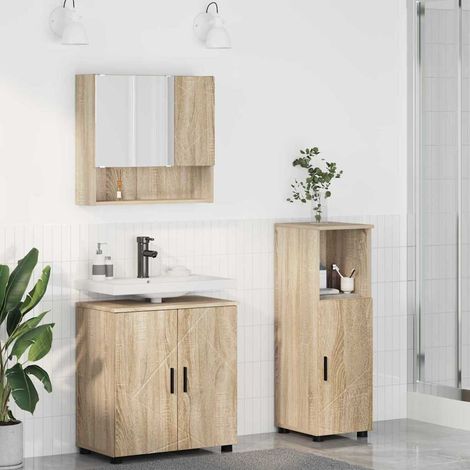 Bathroom Furniture Set 3 pcs Sonoma Oak 61 x 35 x 64 cm vidaXL (1/5)