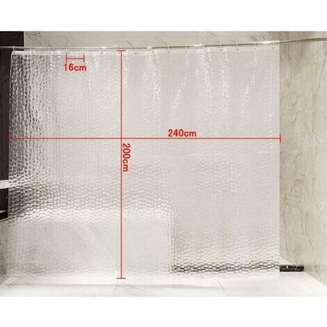 NALOOKAMIC Rideau de Douche 240 x 200 cm 100% EVA Semi-Transparent Imperméable Anti-moisissure sans PVC 0.2mm D'épaisseur 3D Eau Cube avec 16 Anneaux Salle de Bain Rideau pour Salle de Bains (1/4)