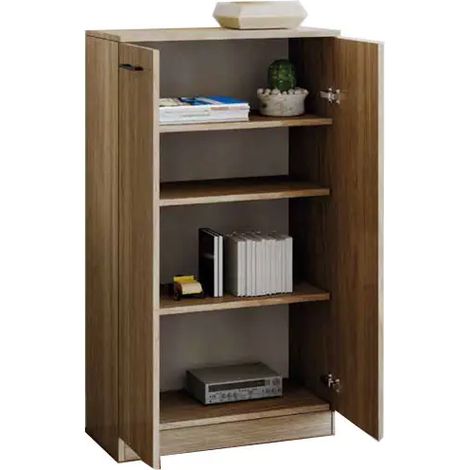 Armadio scarpiera multiuso Noce Naturale in legno nobilitato 2 ante h130x71x38 cm