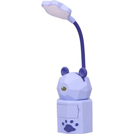 Lampe de bureau pour enfants, design dessin animé, col de cygne à 360°, protection des yeux, ABS sûr et non toxique, lumière chaude, lampe de lecture violette (1/5)