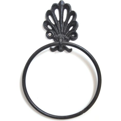 1 anneau porte-serviettes en fer forgé de forme ronde américaine, style vintage, pour cuisine, toilettes et salle de bain (noir) (1/4)