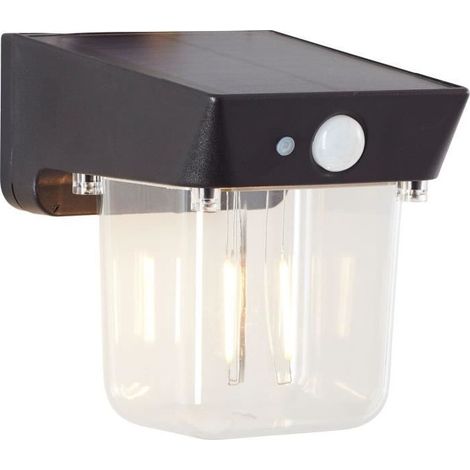 Aplique exterior - BRILLIANT - PARSON - LED y solar - Detector de movimiento - Plástico - 3,7 W - Negro (1/2)