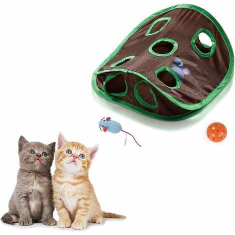 Tunnel pour chat -Jouet à cachette - Tente en polyester 9 trous - Pliable portable - Tunnel interactif pour chat chiot chaton lapin - 1 pièce (1/5)