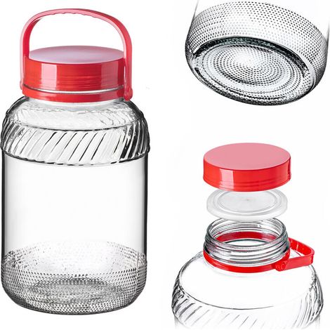 KADAX Bocal Bocal en Verre 5L avec Couvercle et Poignée pour Décaper Chou pour Concombres
