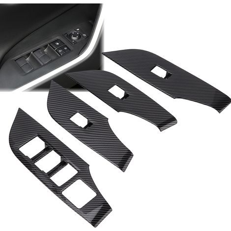 Encadrement de Bouton de Fenêtre Premium Style Fibre de Carbone Noir pour Toyota RAV4 2019‑2021, 4 pièces, Côté Gauche (1/5)
