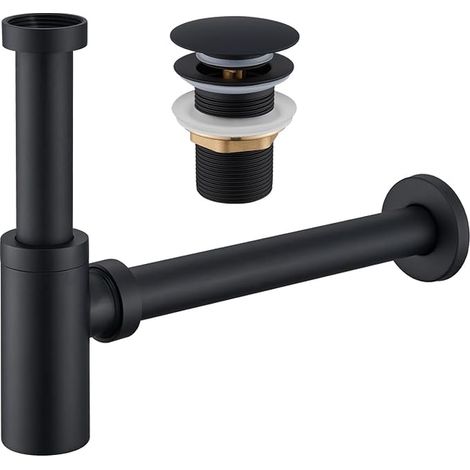 Sink Siphon Kit with Click Clack Waste without Overflow, Matte Black (1/5)